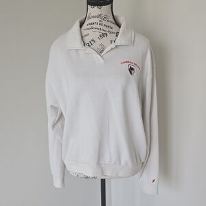 Carnegie Mellon University White Collared Sweatshirt with Red Embroidery